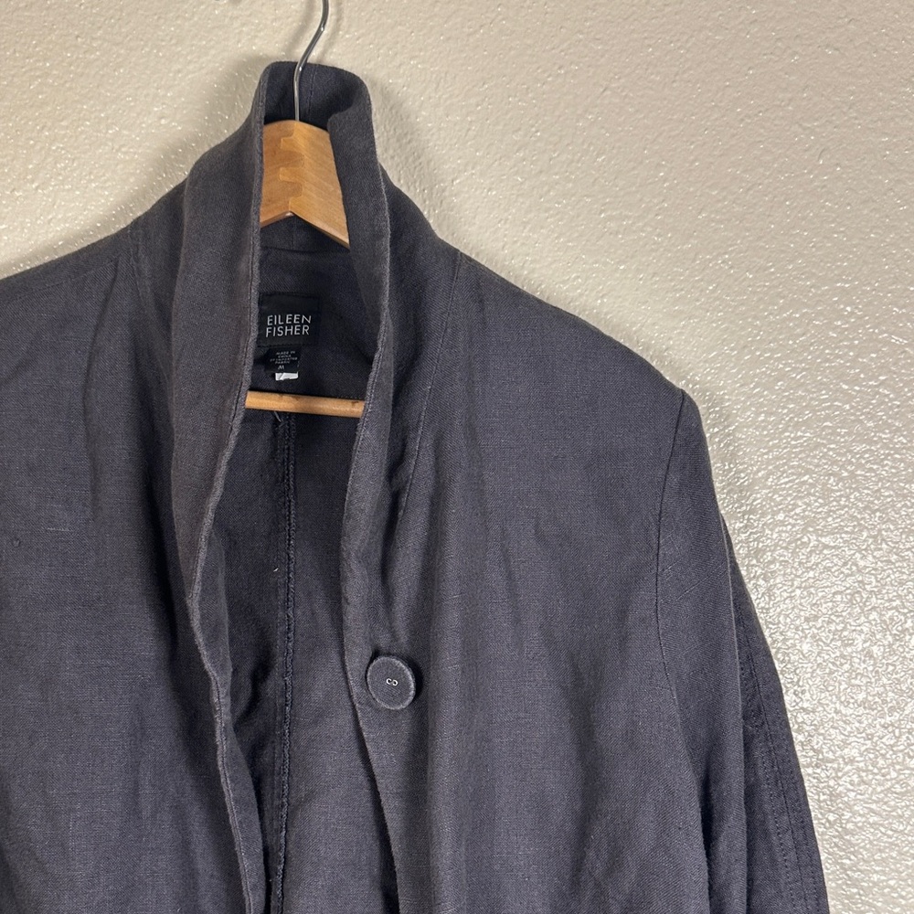 Eileen Fisher charcoal linen Blazer with Single Button medium - Picture 2 of 8
